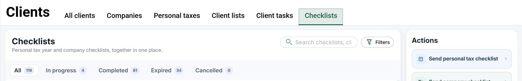 The consolidated checklist follow-up page