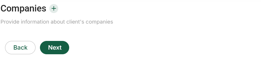 Client creation: continue without a company for a personal-tax-only engagement