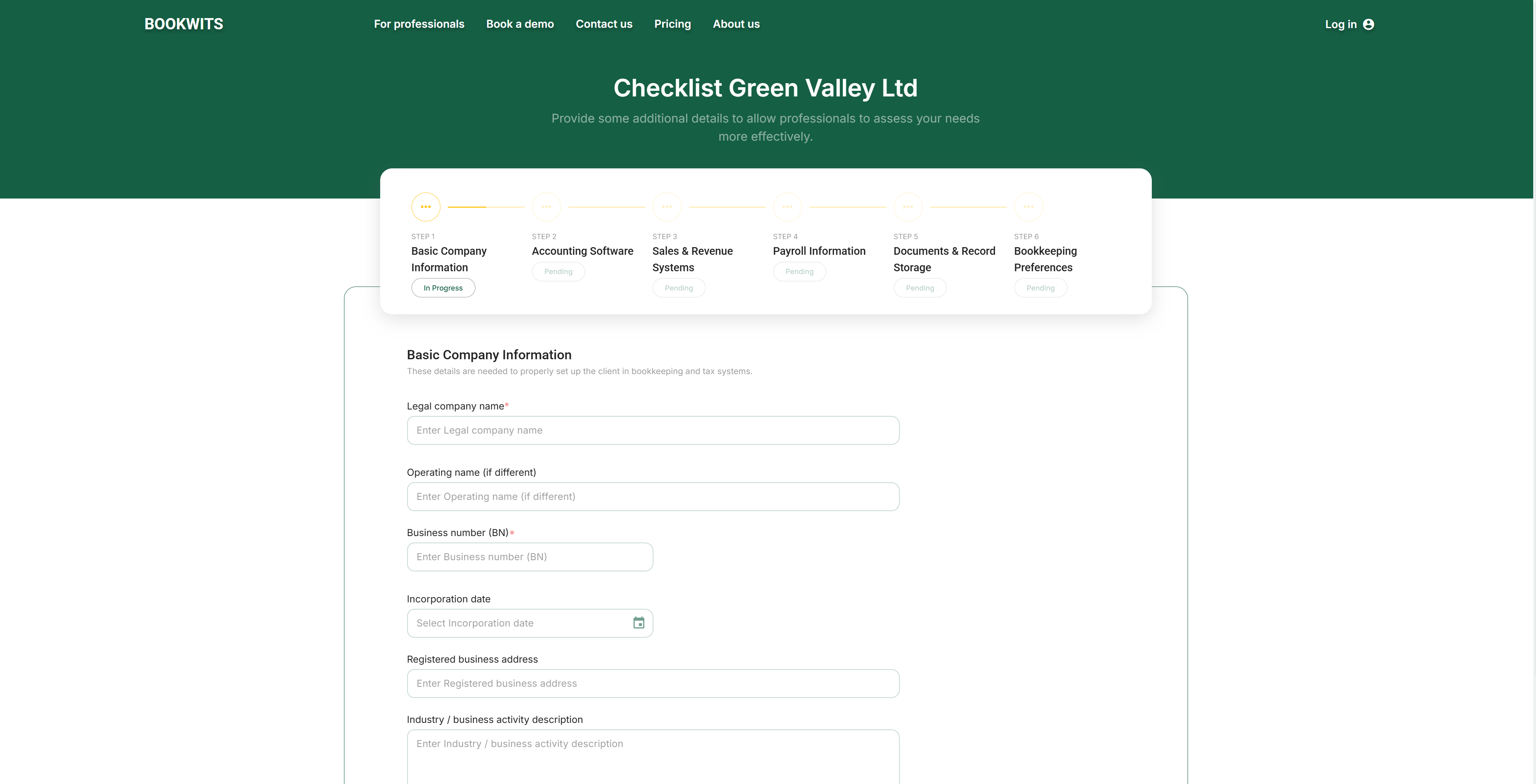 Screen reference: What happens when the client completes the checklist