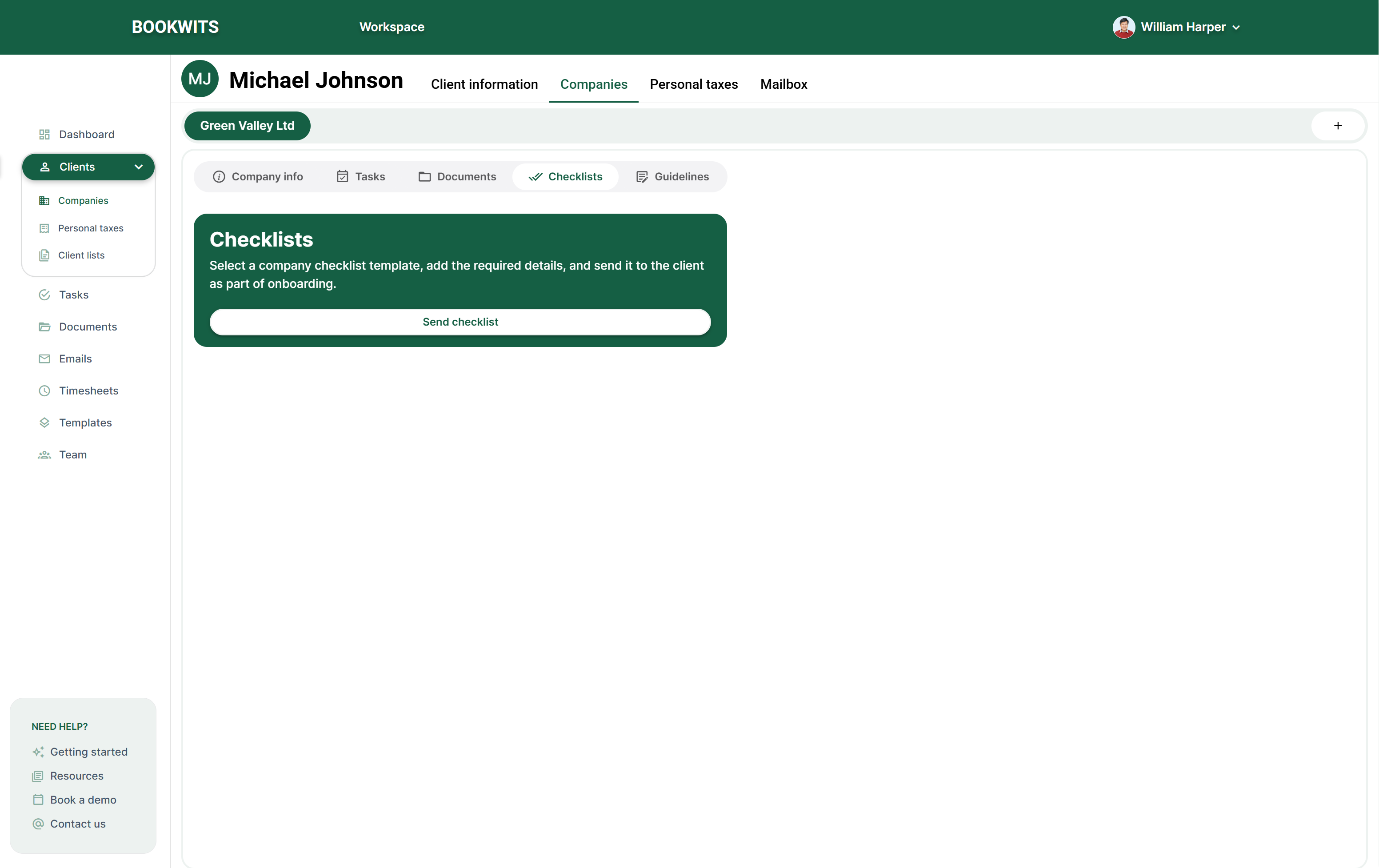 Screen reference: Step 1: Create or open the client company