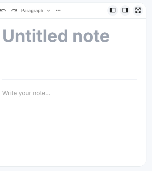 The blank note editor and its formatting controls