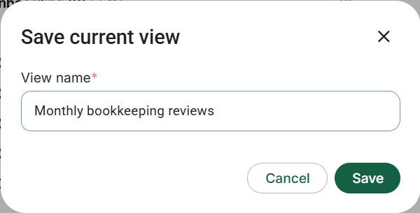 Views: naming an unsaved working setup
