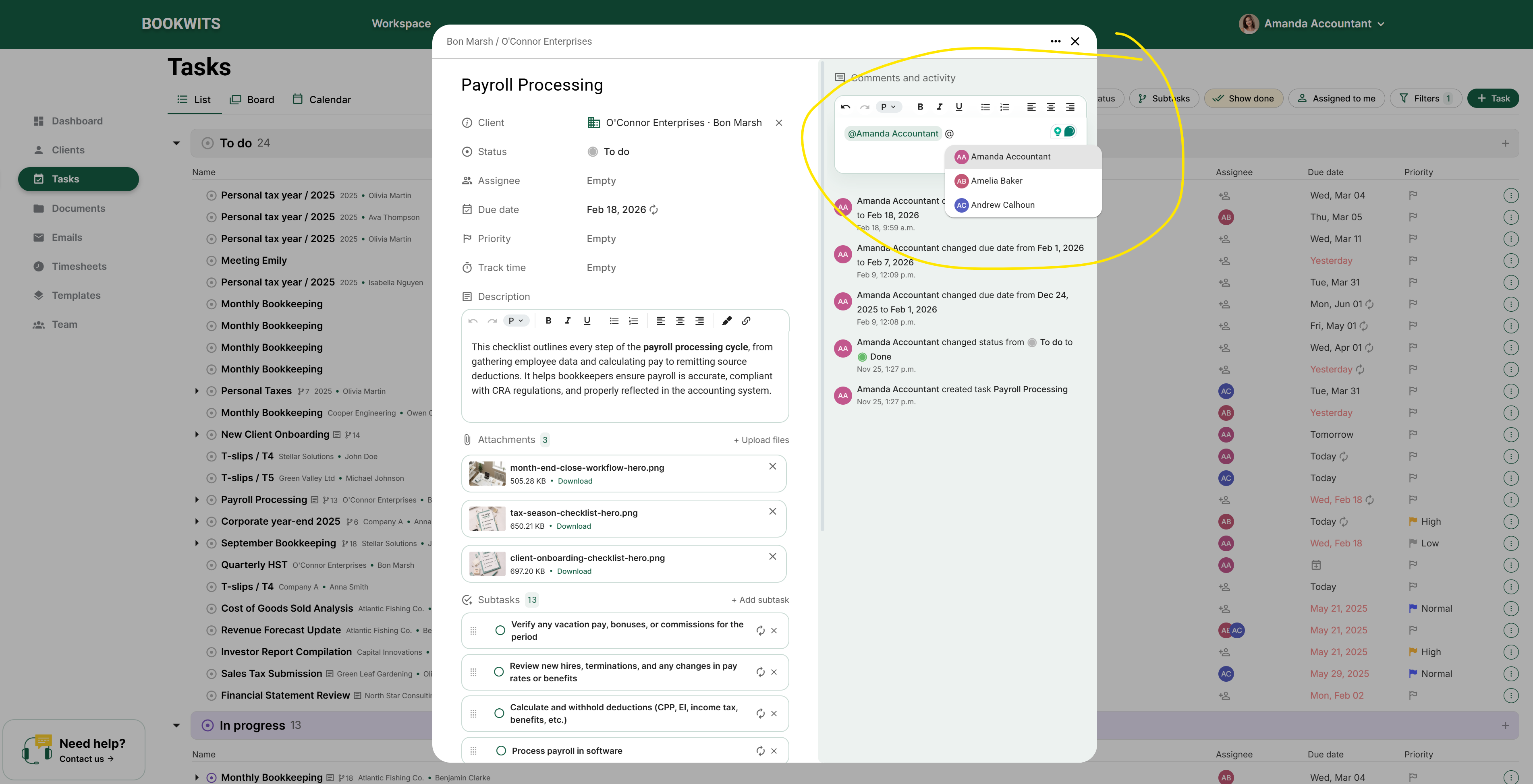 Task mentions