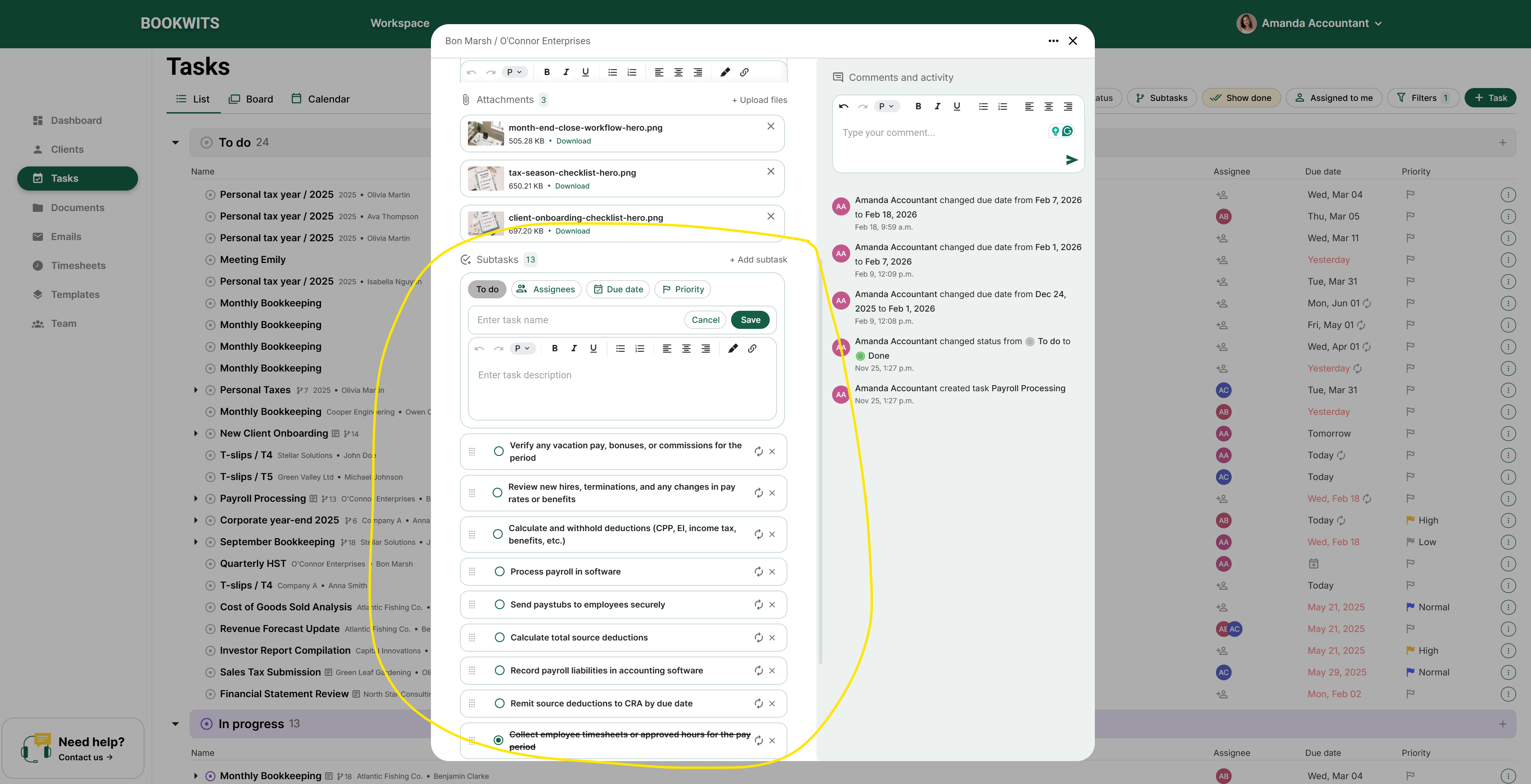 Task subtasks